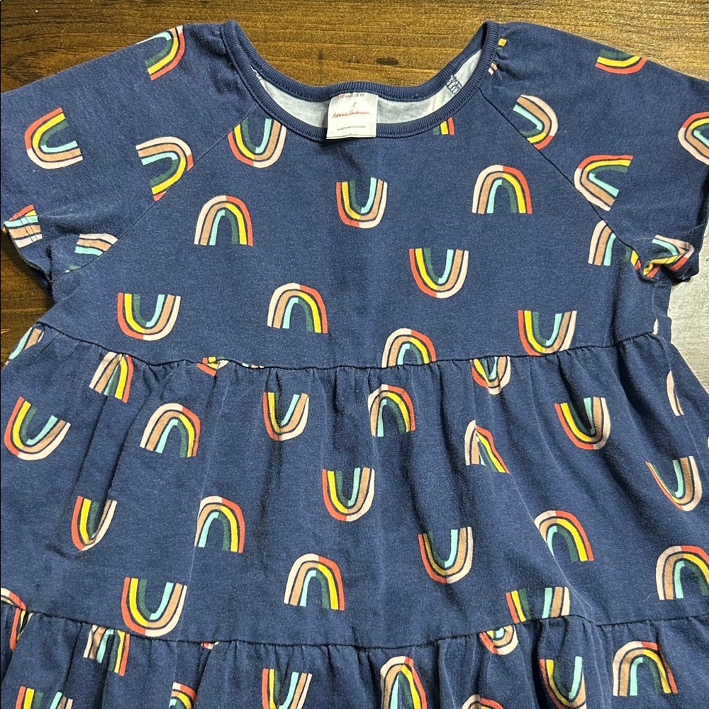 Hanna Andersson Navy Rainbow Print Tiered shirt